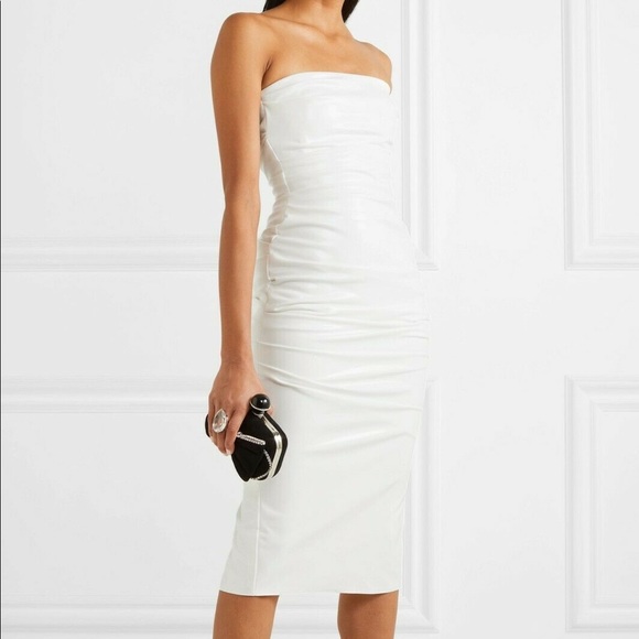 $1750 AUTH ALEX PERRY WHITE DEACON STRAPLESS LATEX DRESS UK 12 US8 CELEBRITIES - Picture 8 of 16